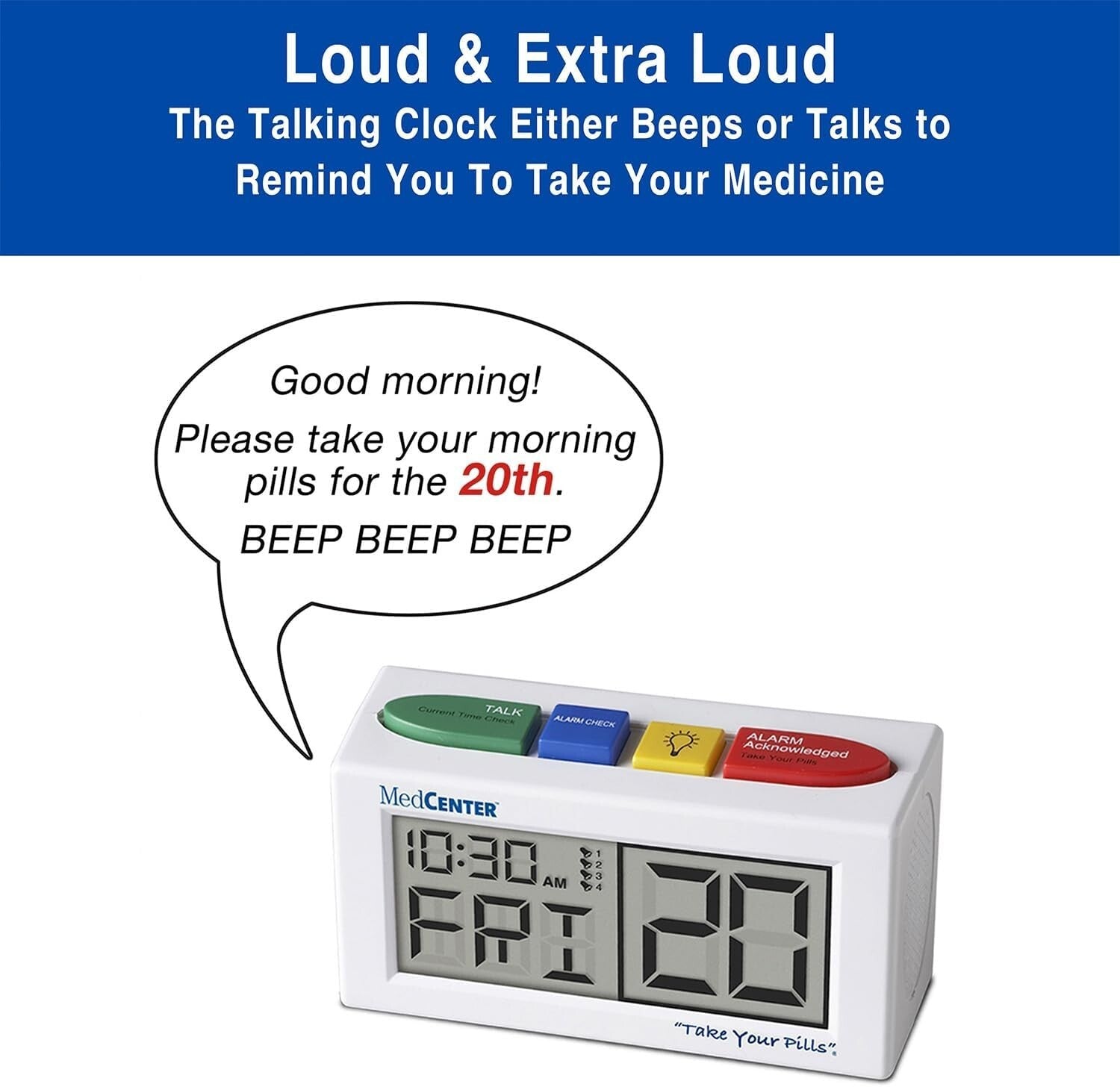 Compact Monthly Pill Box with Talking Alarm - Ideal for Seniors & Caregivers