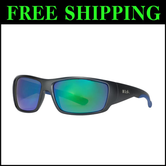 Performance Polarized Sunglasses for Sports & Fishing - Green Mirror/Matte Black