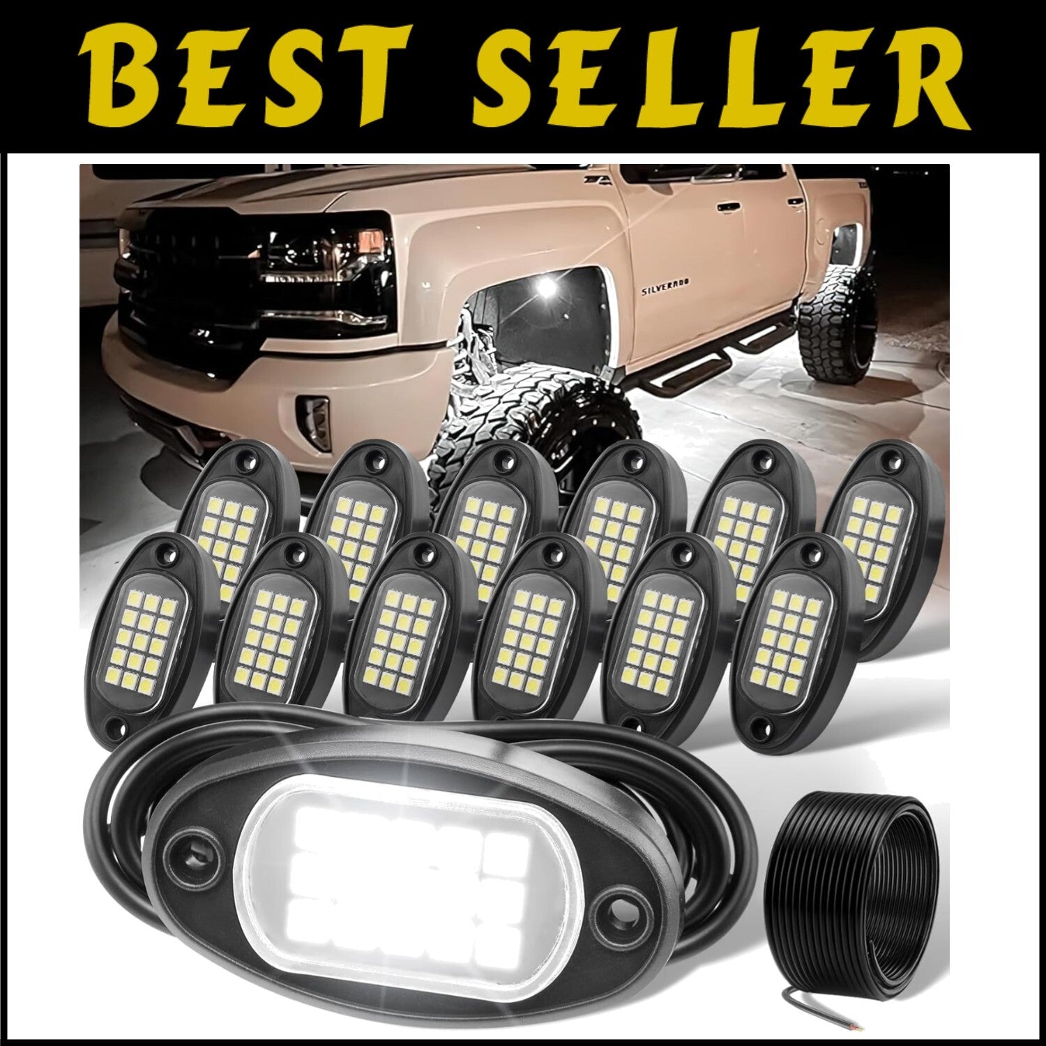 Bright Clear LED Pod Lights - Waterproof 12 Pods for Trucks and Offroad Use