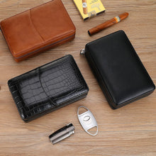 Load image into Gallery viewer, Portable Crocodile Pattern Cigar Case with Lighter &amp; Cutter - Perfect for Travel