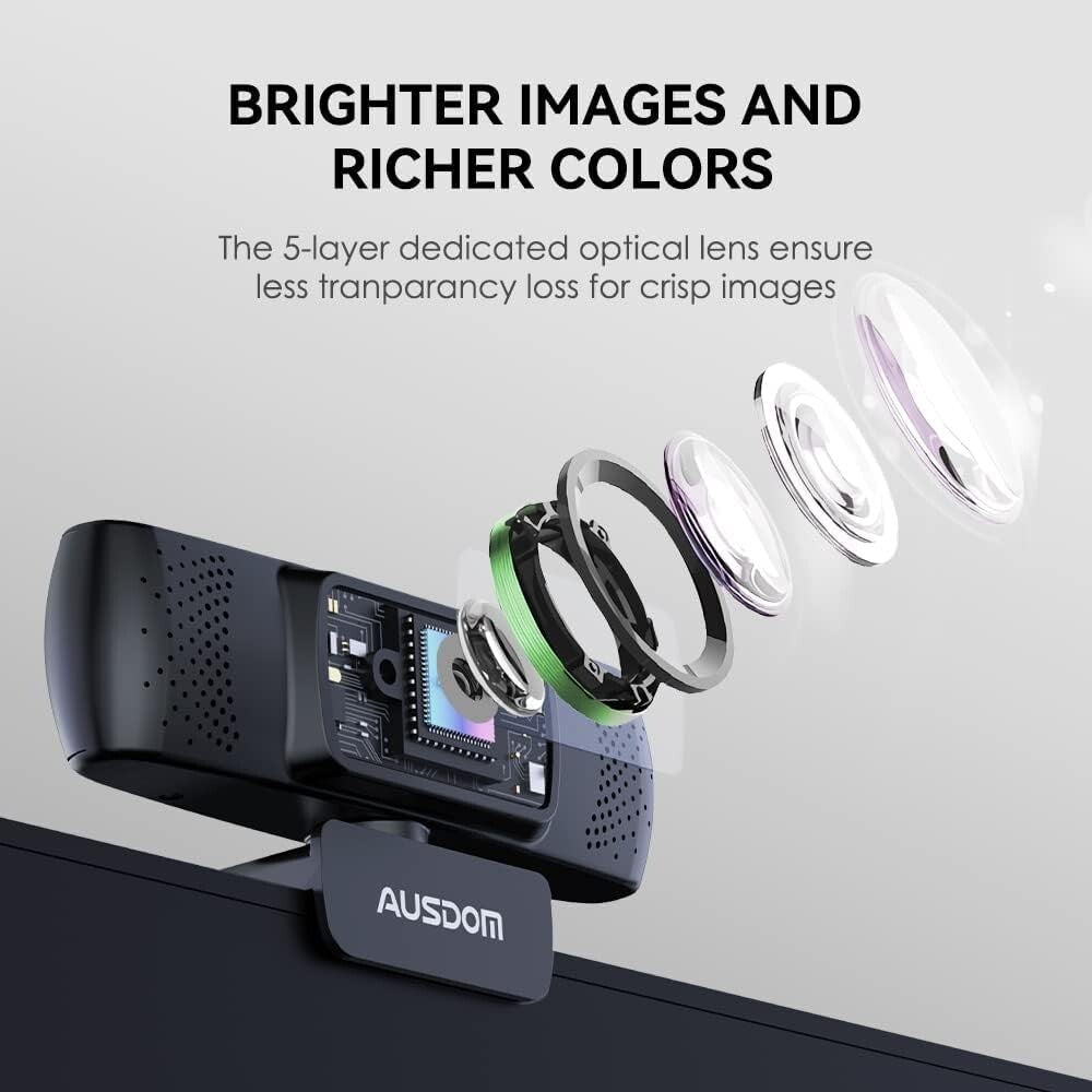 Professional Autofocus Webcam with Privacy Cover and Plug & Play USB Connection