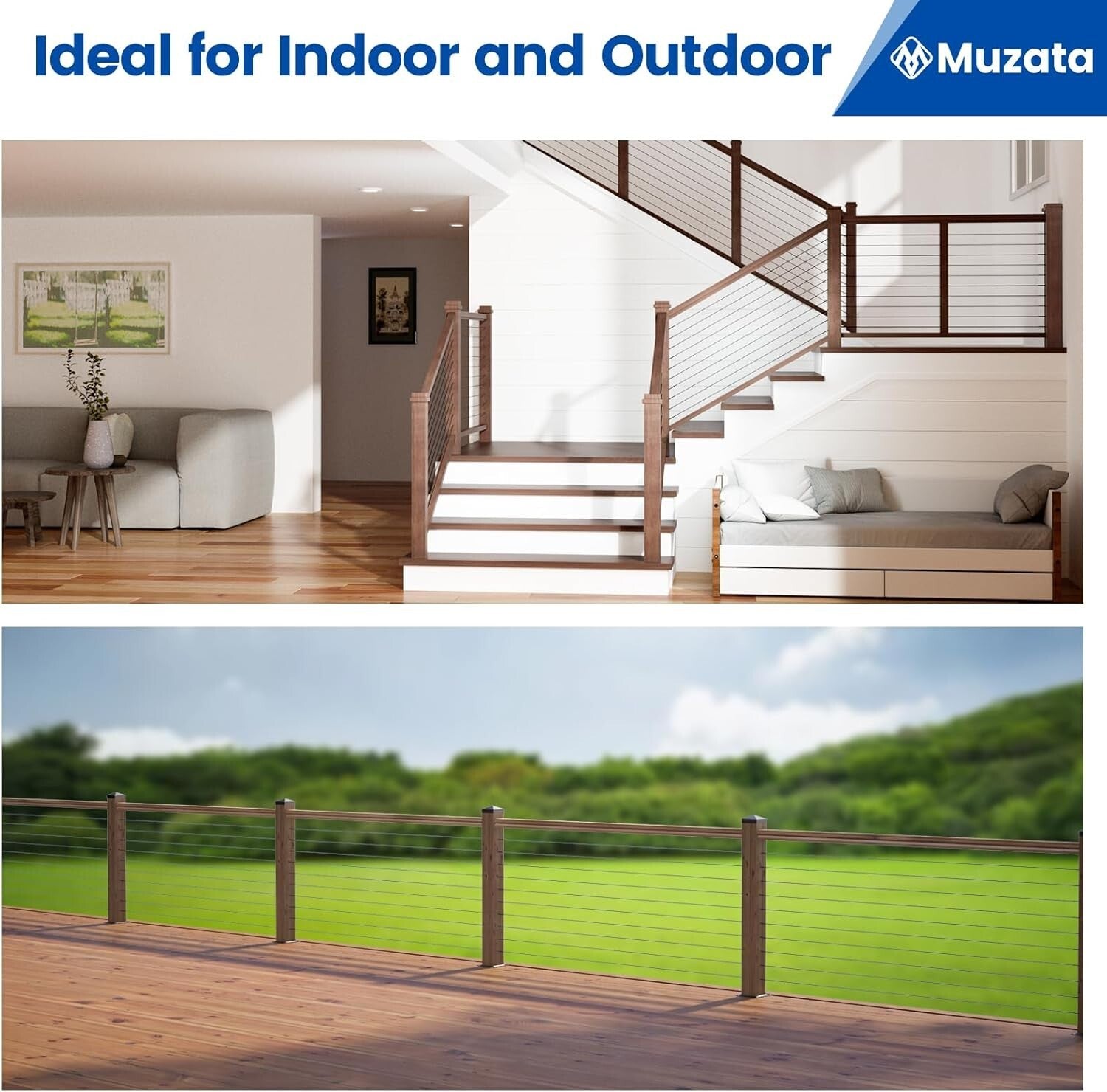 Durable 120 Pack 1/8" Railing Kit - Minimalist Black Aesthetic for Any Space