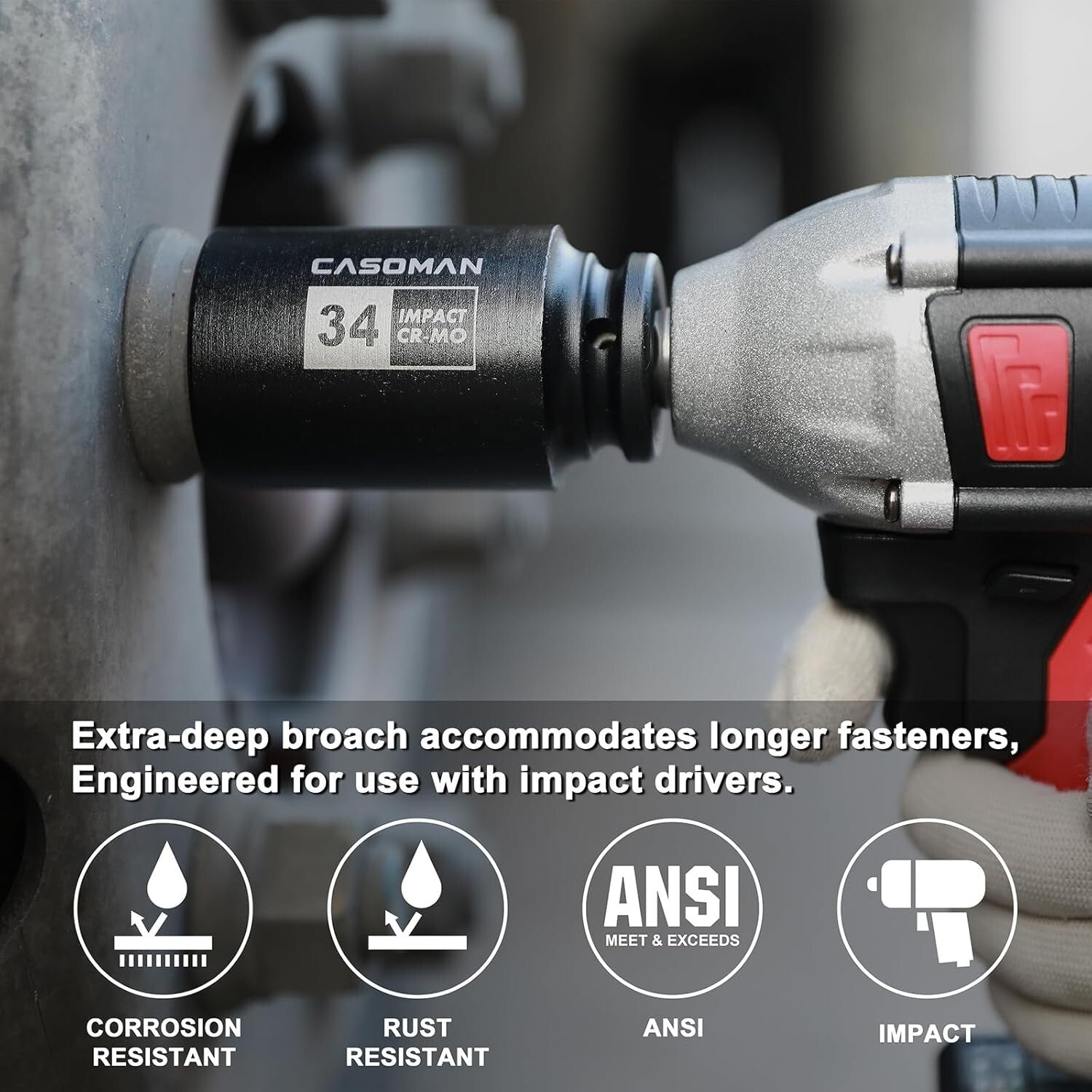 Corrosion-Resistant 9-Piece Deep Socket Set with 1/2-Inch Drive - Axle Nut Tools