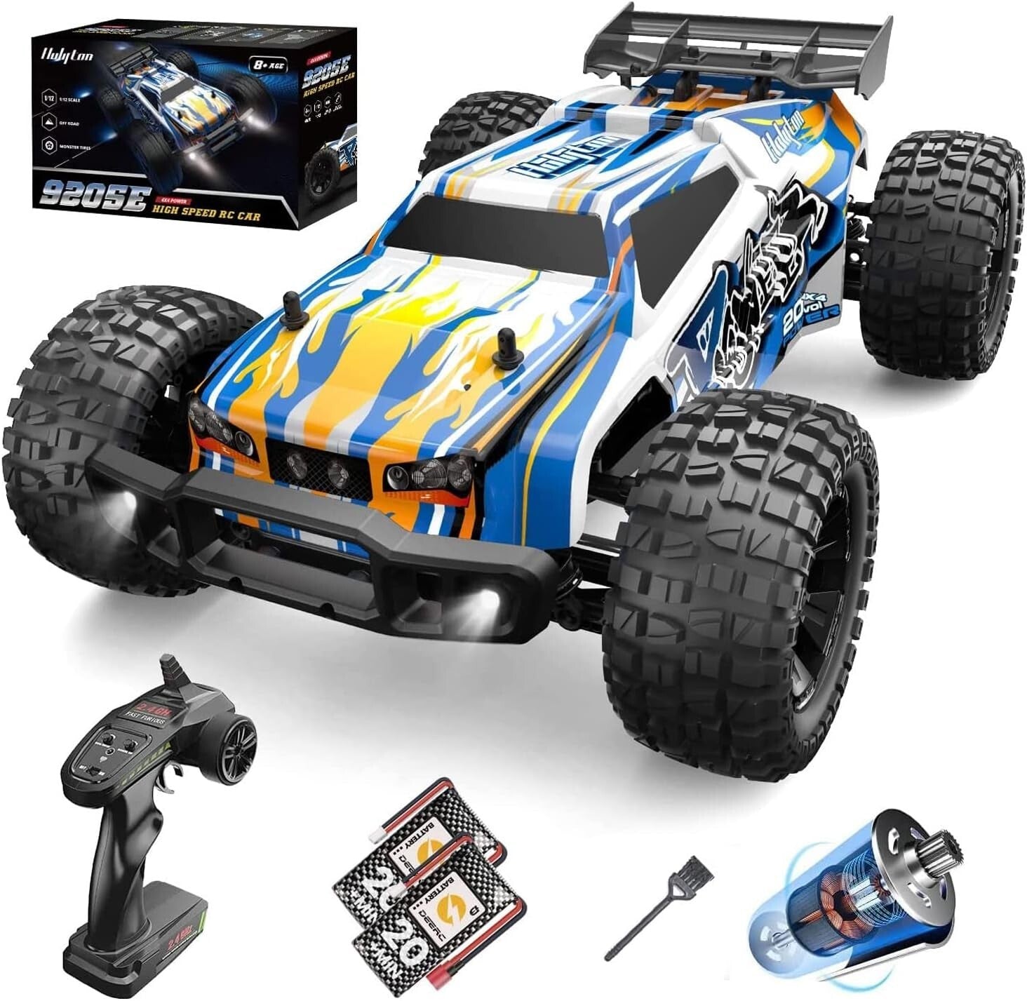 All-Terrain 4WD RC Car with LED Lights - 1:10 Scale, Perfect for Kids & Adults