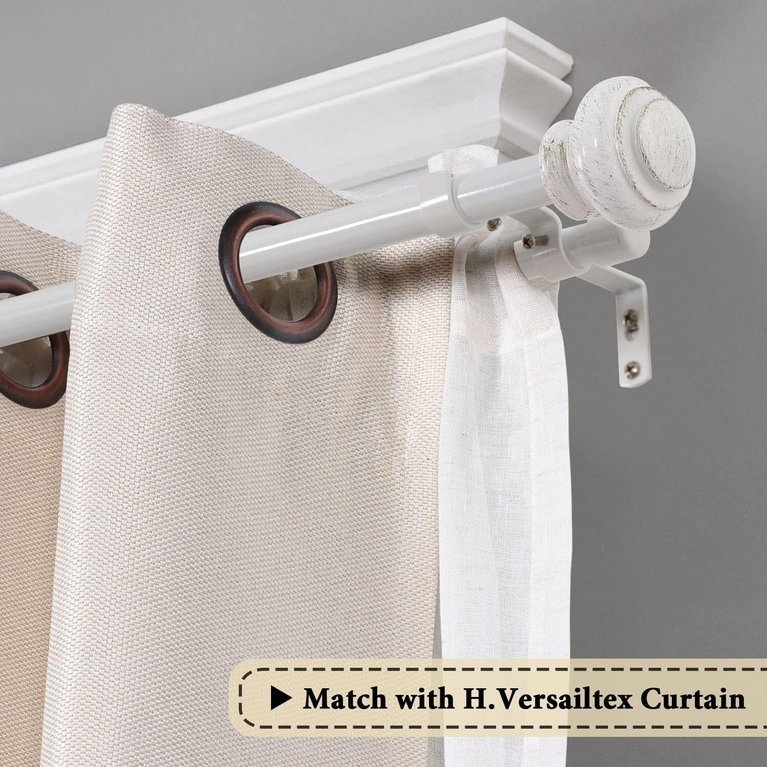 Versatile Telescoping Curtain Rod Set for Layered Looks, Adjustable 48-84 inches