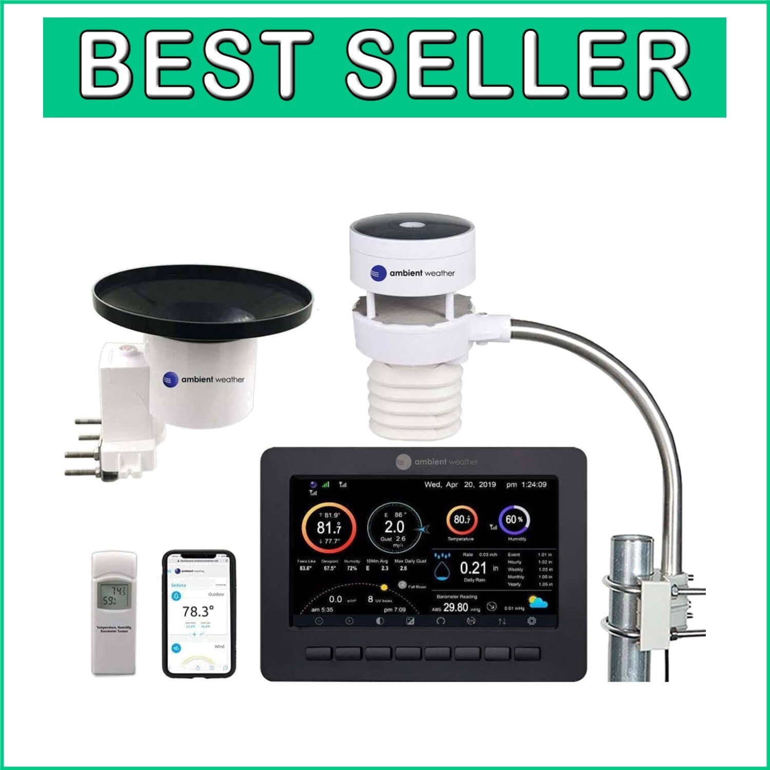 Advanced Ultrasonic Weather Station with TFT LCD Display & Wireless Sensor Array