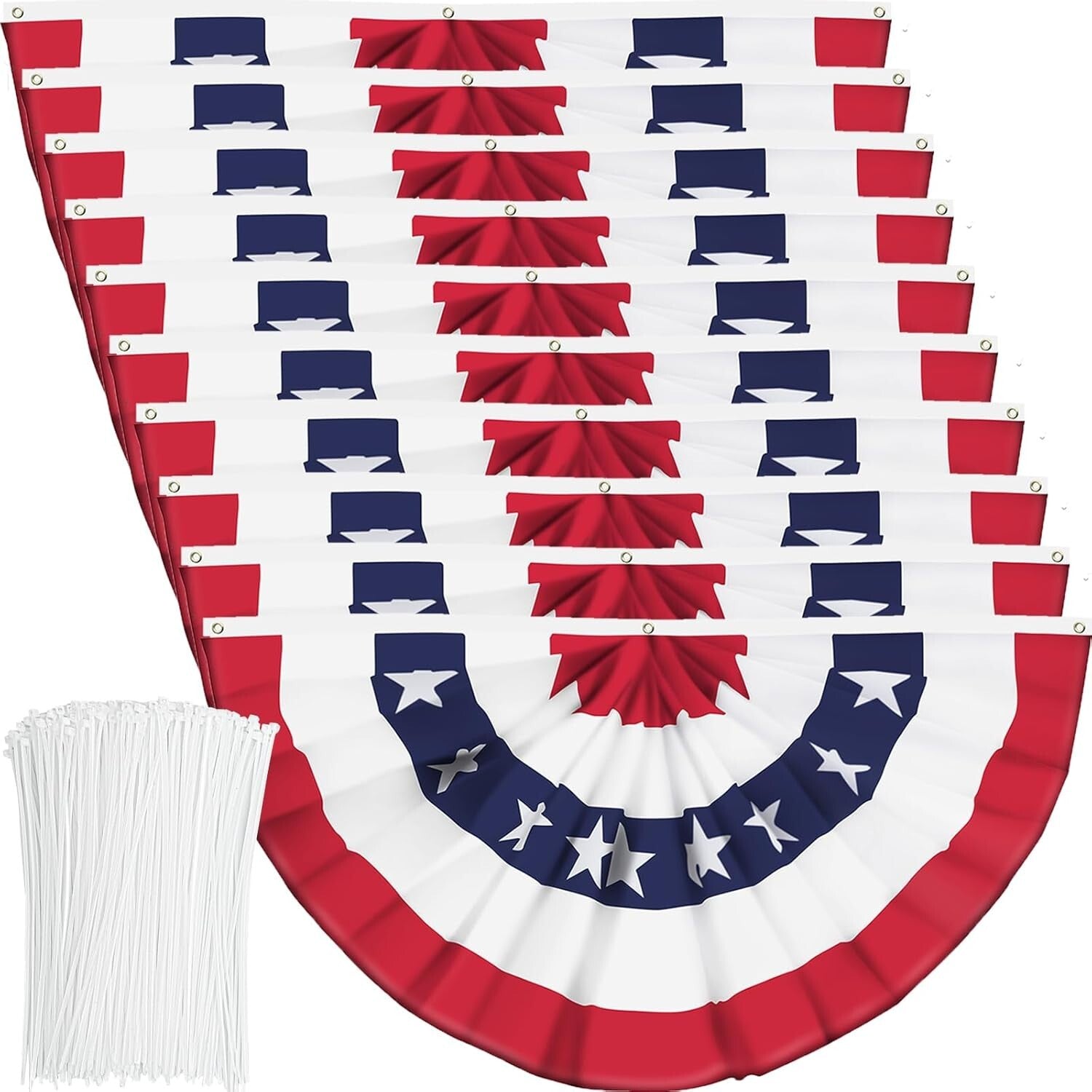 Durable 4th of July Pleated Fan Flag - Red and Blue Bunting for Any Occasion