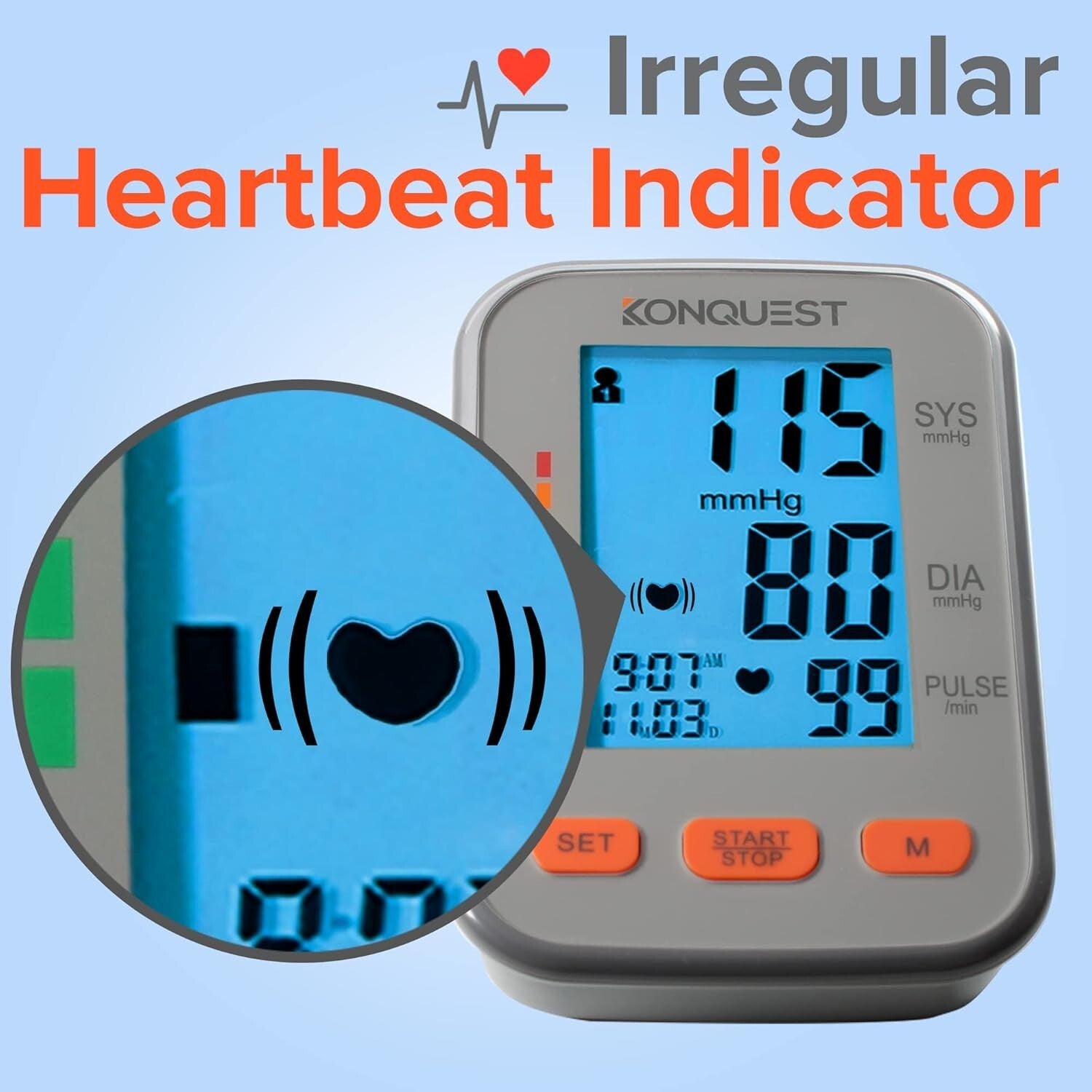 Home Blood Pressure Monitor - Adjustable Cuff & Irregular Heartbeat Alert