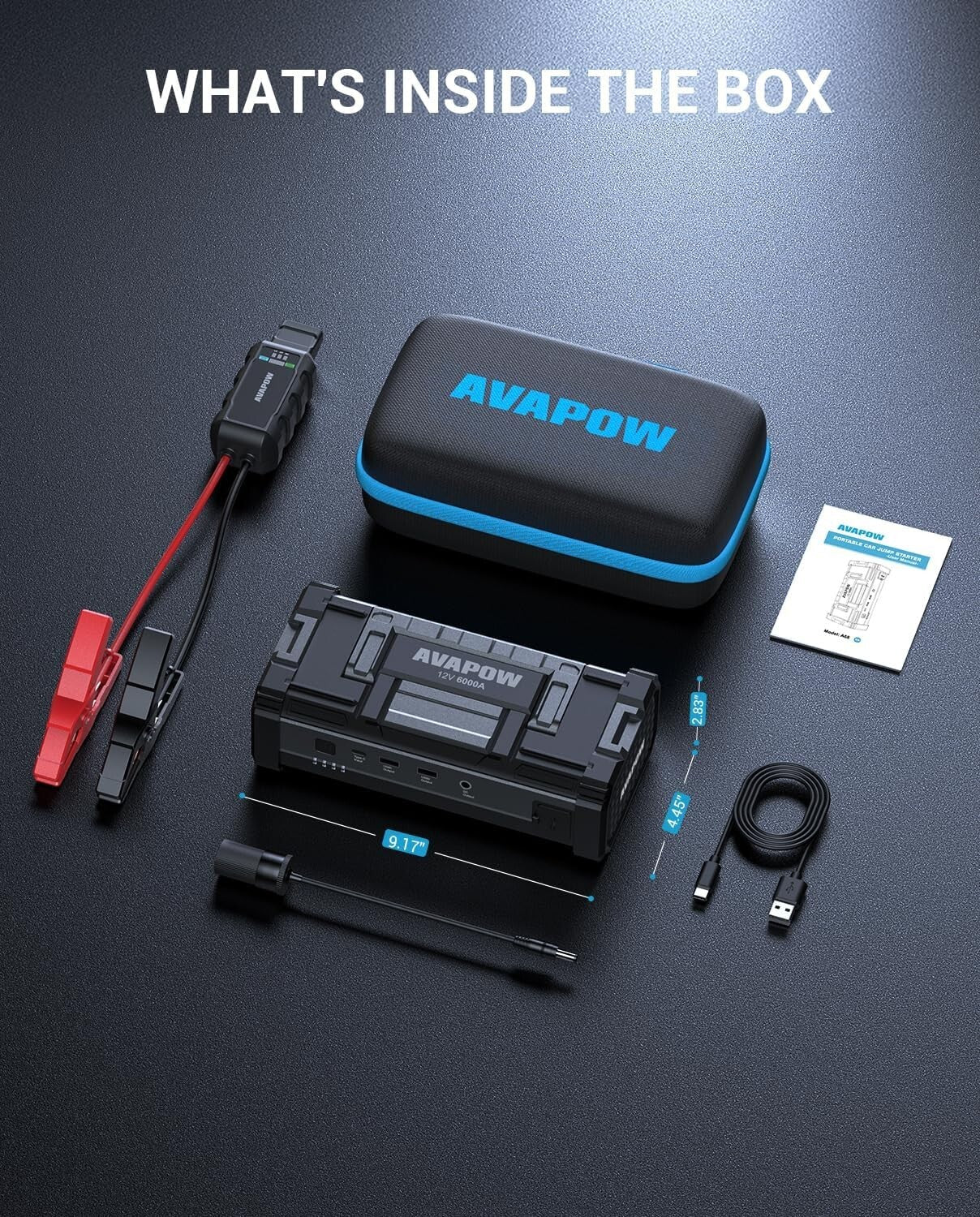 6000A Lightweight Jump Starter with USB Quick Charge & LED Light - All Vehicles