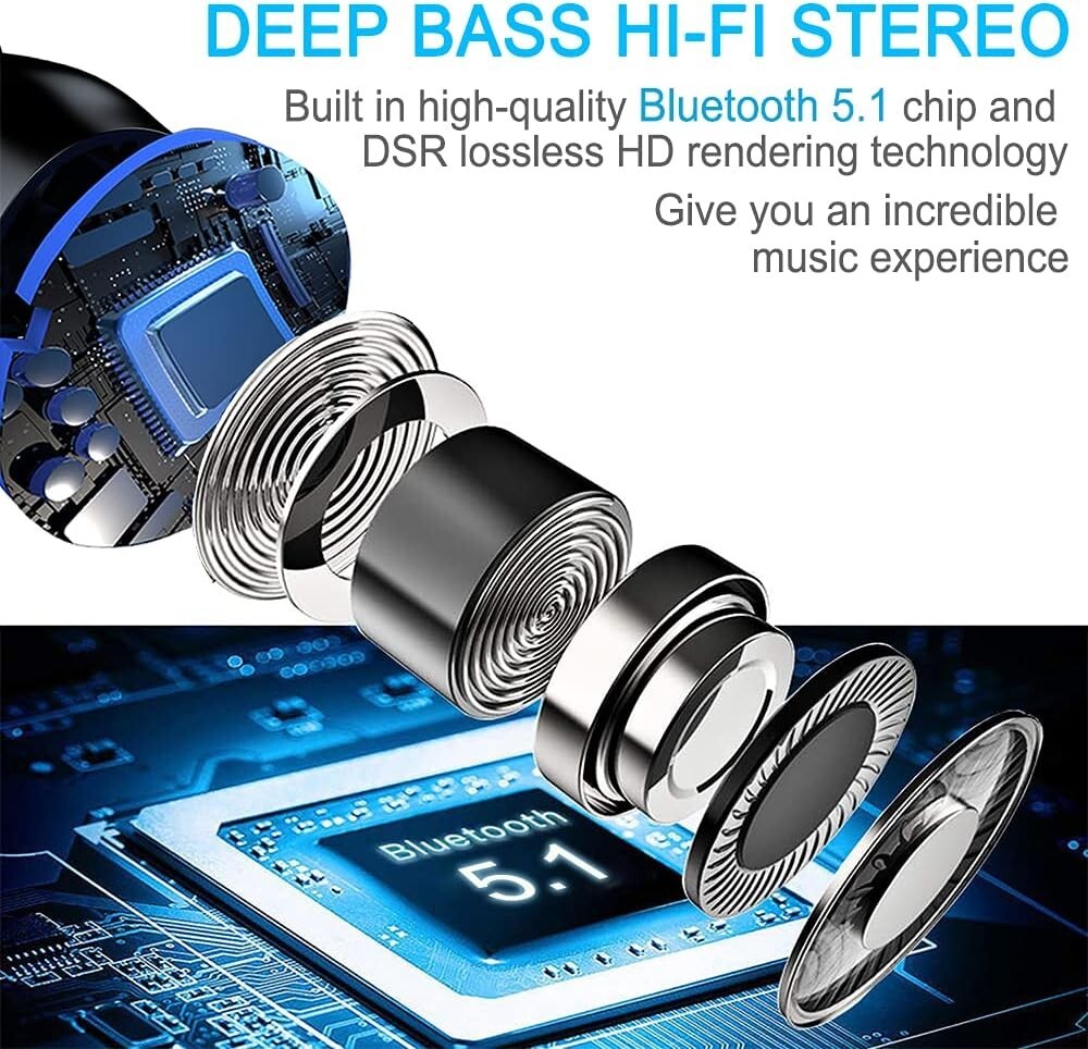 IP7 Waterproof Bluetooth 5.1 Earbuds with 140H Battery Life - Perfect for Sports