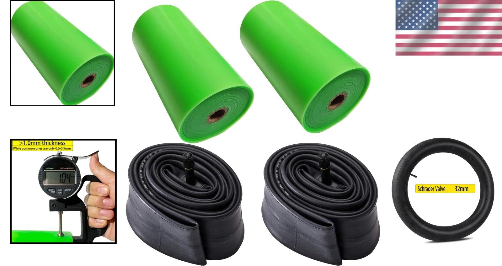 2-Pack 20/24/26 Inch Fat Bike Inner Tubes & TPU Tire Liners - Puncture Resistant