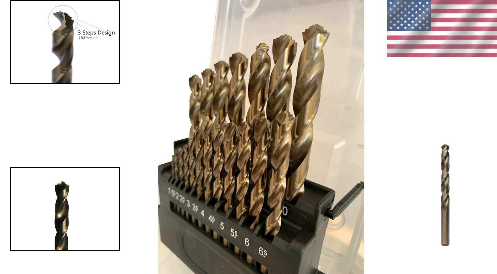 19-Piece M42 Cobalt Drill Bits Set for Hard Metal - 1mm to 10mm with 135° Points