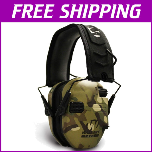 Razor Slim Hearing Protection Muffs: Rugged & Lightweight - Green Multi Camo