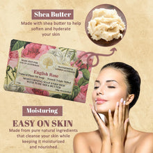 Load image into Gallery viewer, Natural English Rose Scent Soap - 8 Triple-Milled Bars, Moisturizing &amp; Gentle