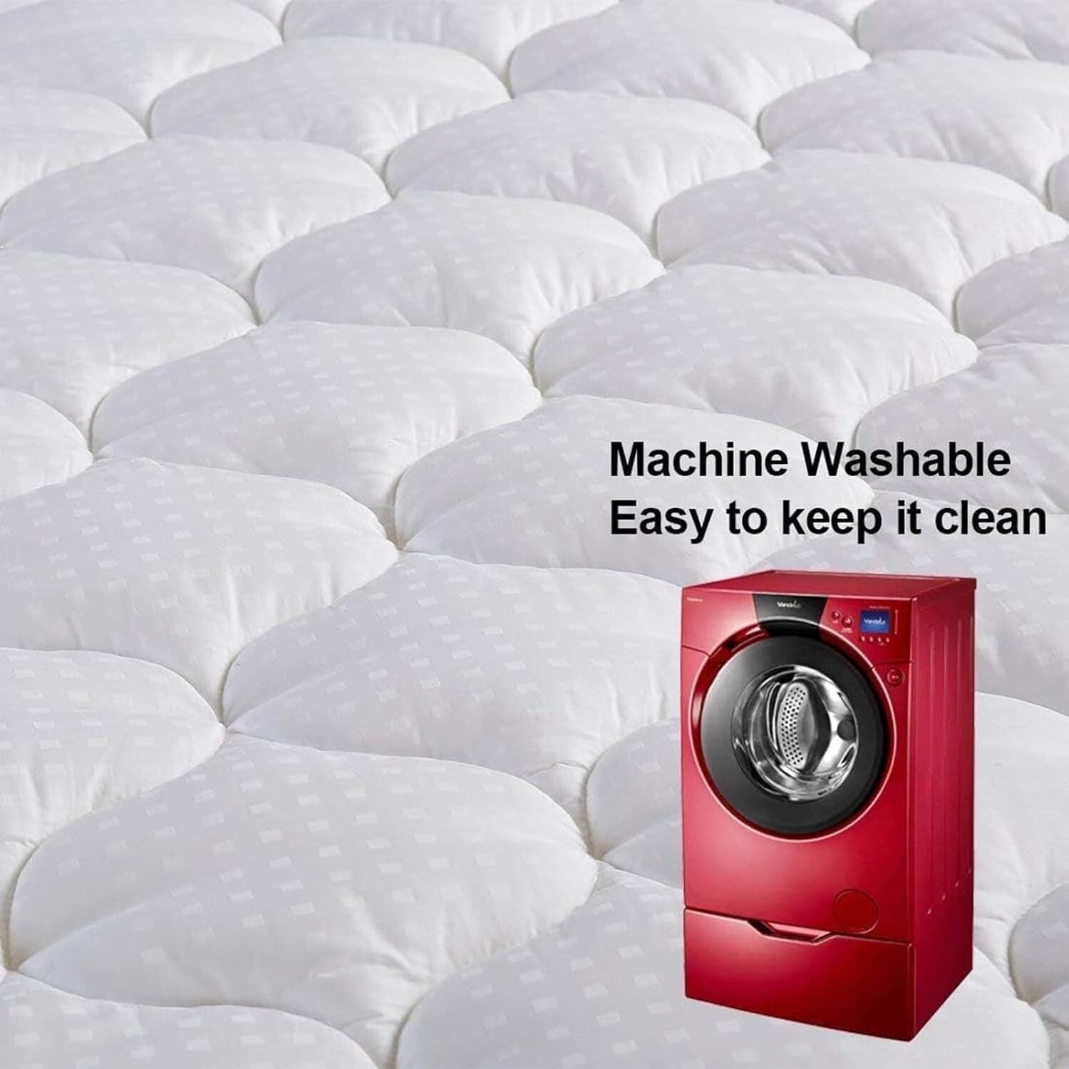 Full Mattress Protector with Deep Pocket & Soft Cooling Pillow Top - 100% Cotton