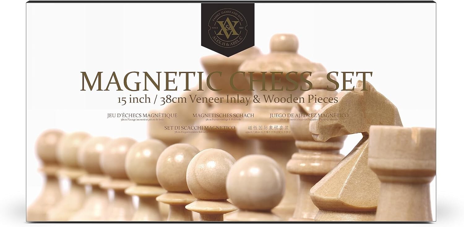 15-Inch Chess Set with 3-Inch King & Magnetic Pieces - Ultimate Travel Companion