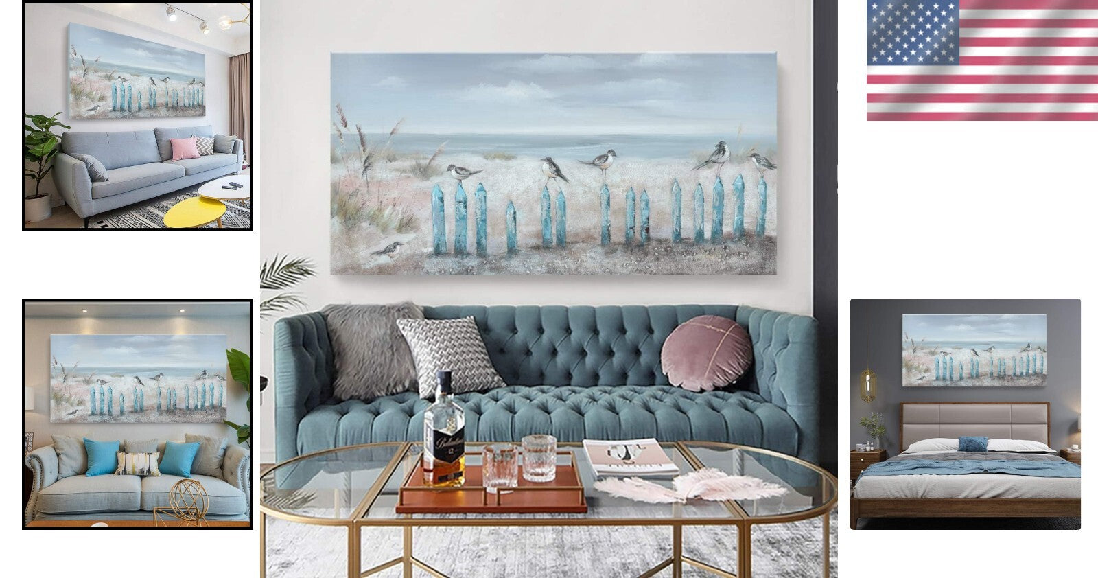 Captivating Hand-Painted 60x30 Beach Art - Ready to Hang Coastal Wall Decor
