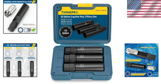 10-Spline Lug Nut Key Set - Compatible with Bimecc 3-Piece Wheel Lock Tool