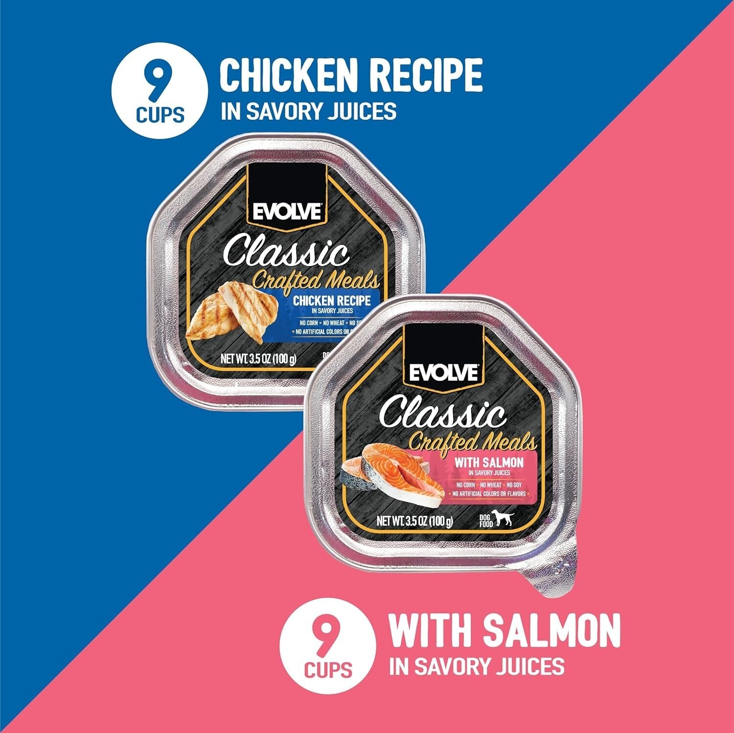 Classic Crafted Chicken & Salmon Wet Dog Food Variety Pack - 18 Trays, 3.5oz