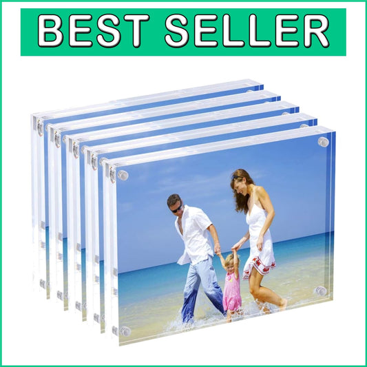 5x7 Acrylic Photo Frame Set - Elegant Magnetic Double-Sided Display (5 Pack)