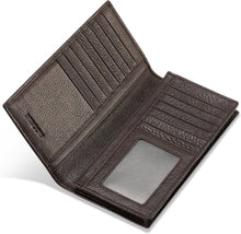 Load image into Gallery viewer, Elegant Bifold Long Wallet in Genuine Pebbled Leather - 15 Card Holders Included