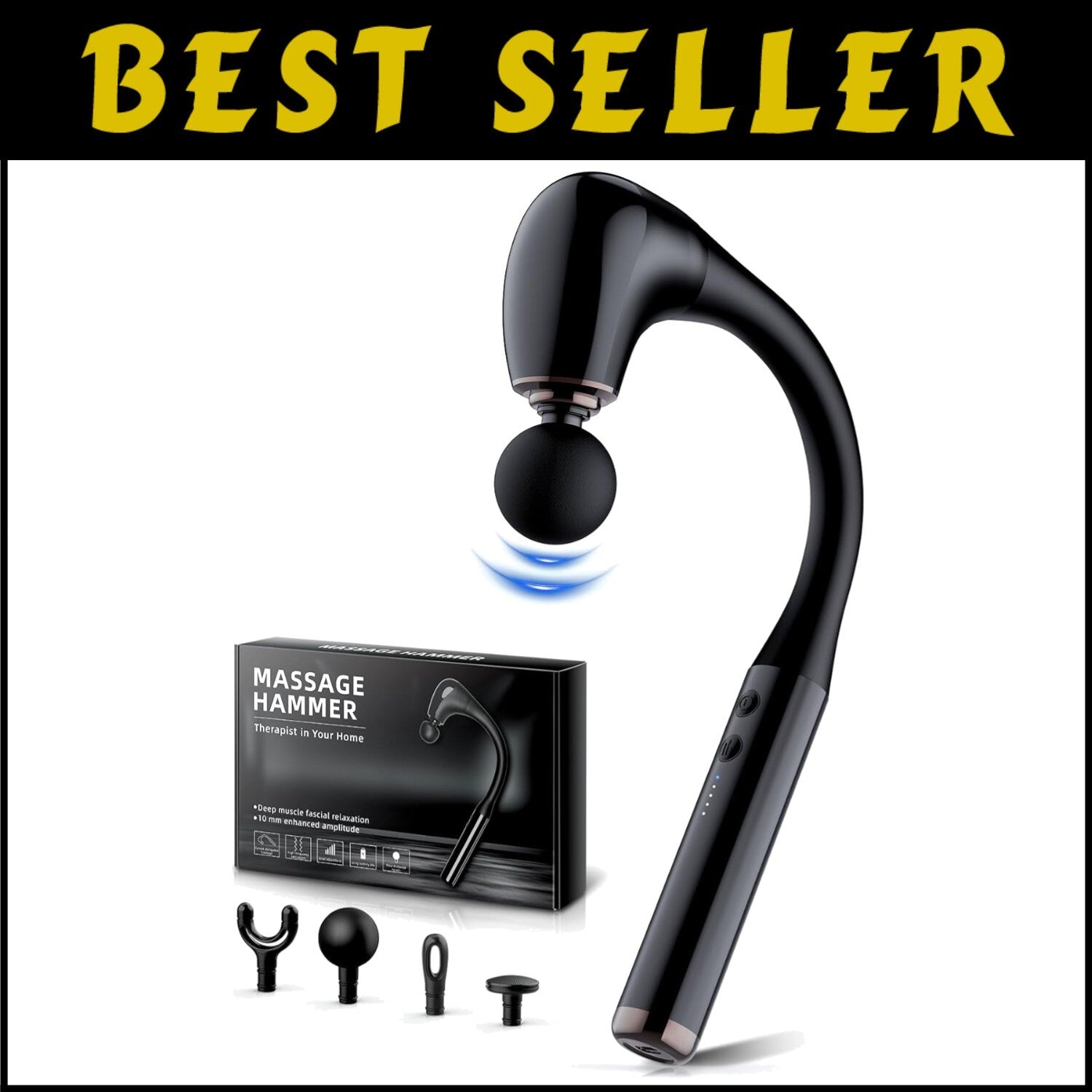 Rechargeable Deep Tissue Massage Gun with Extension Handle and 5 Speed Settings