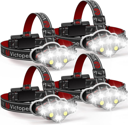 Lightweight Waterproof Headlamp Pack - 18000 Lumen Brightness, USB Rechargeable