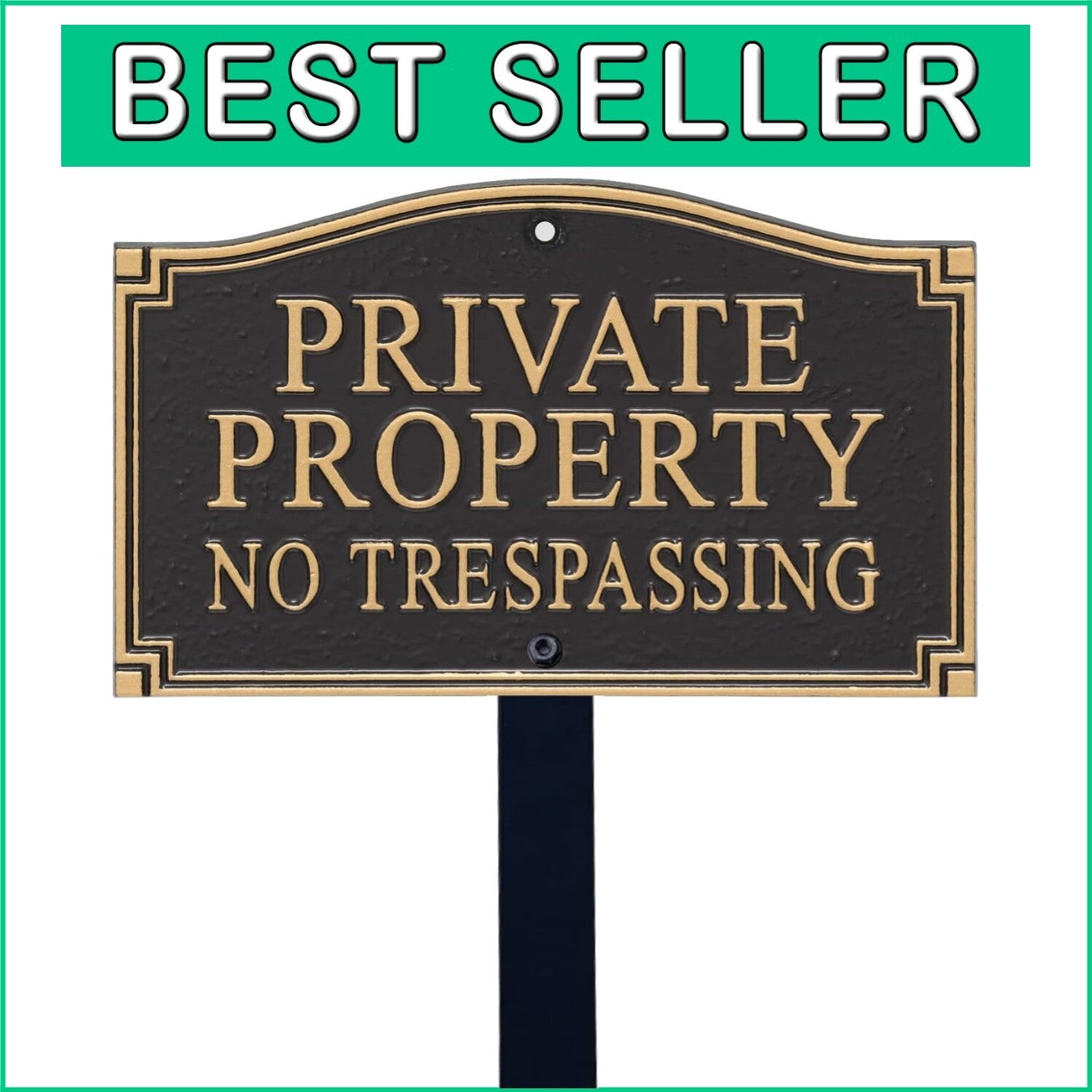 Elegant Private Property No Trespassing Sign with 18" Lawn Stake for Garden Use