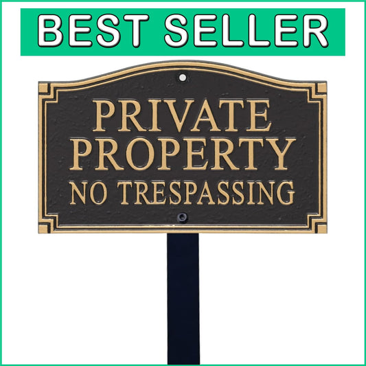 Elegant Private Property No Trespassing Sign with 18" Lawn Stake for Garden Use