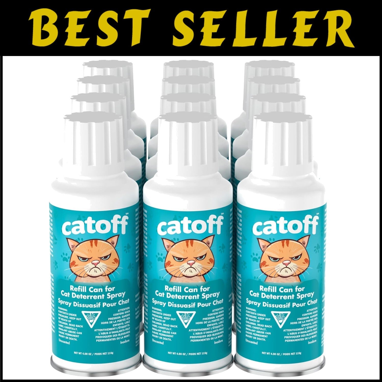 12 Replacement Cans for SSSCAT Cat Deterrent - Lasting Performance & Safety