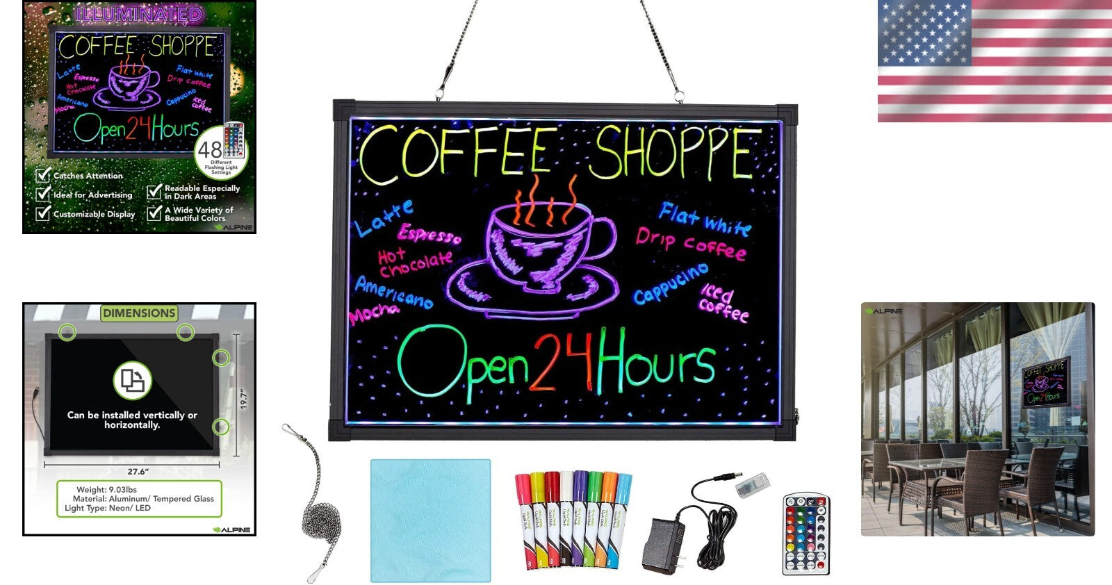 Illuminated Dry Erase Board with 48 Unique Flash Styles - Ideal for Restaurants