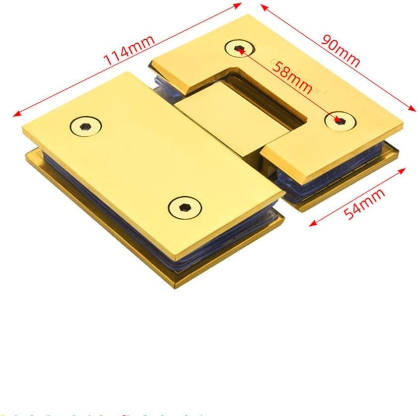 Heavy-Duty 180 Degree Brushed Gold Glass Door Hinges - 2 Pack, 120 lbs Capacity