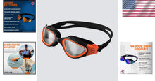 Load image into Gallery viewer, Lightweight Vapour Swim Goggles in Black &amp; Neon Orange - Perfect for Open Water