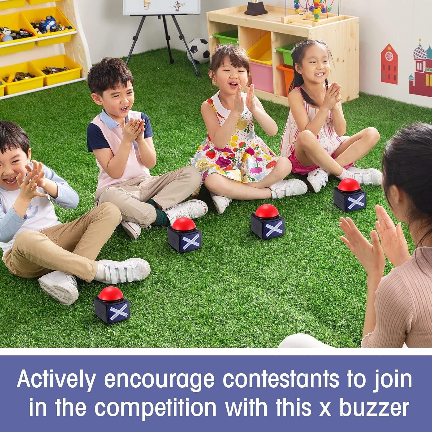 Compact Sound-Activated Buzzers for Game Shows – 6 Interactive Buttons Included