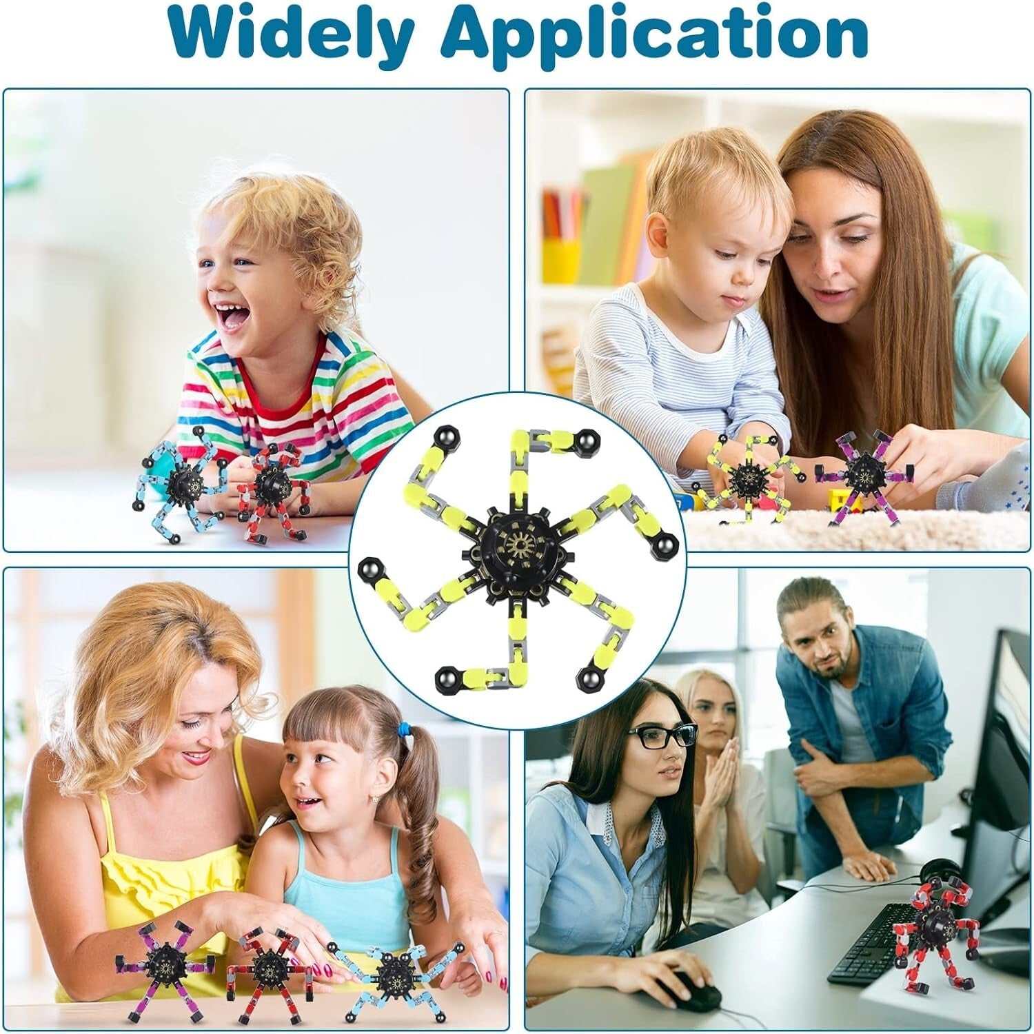 64 Pack Transformable Sensory Fidget Spinners - Stress Relief Toys for All Ages