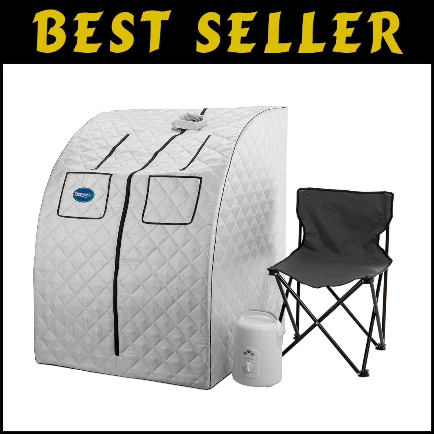 Complete Portable Steam Sauna Spa with 800W Generator & Dual Pockets for Comfort
