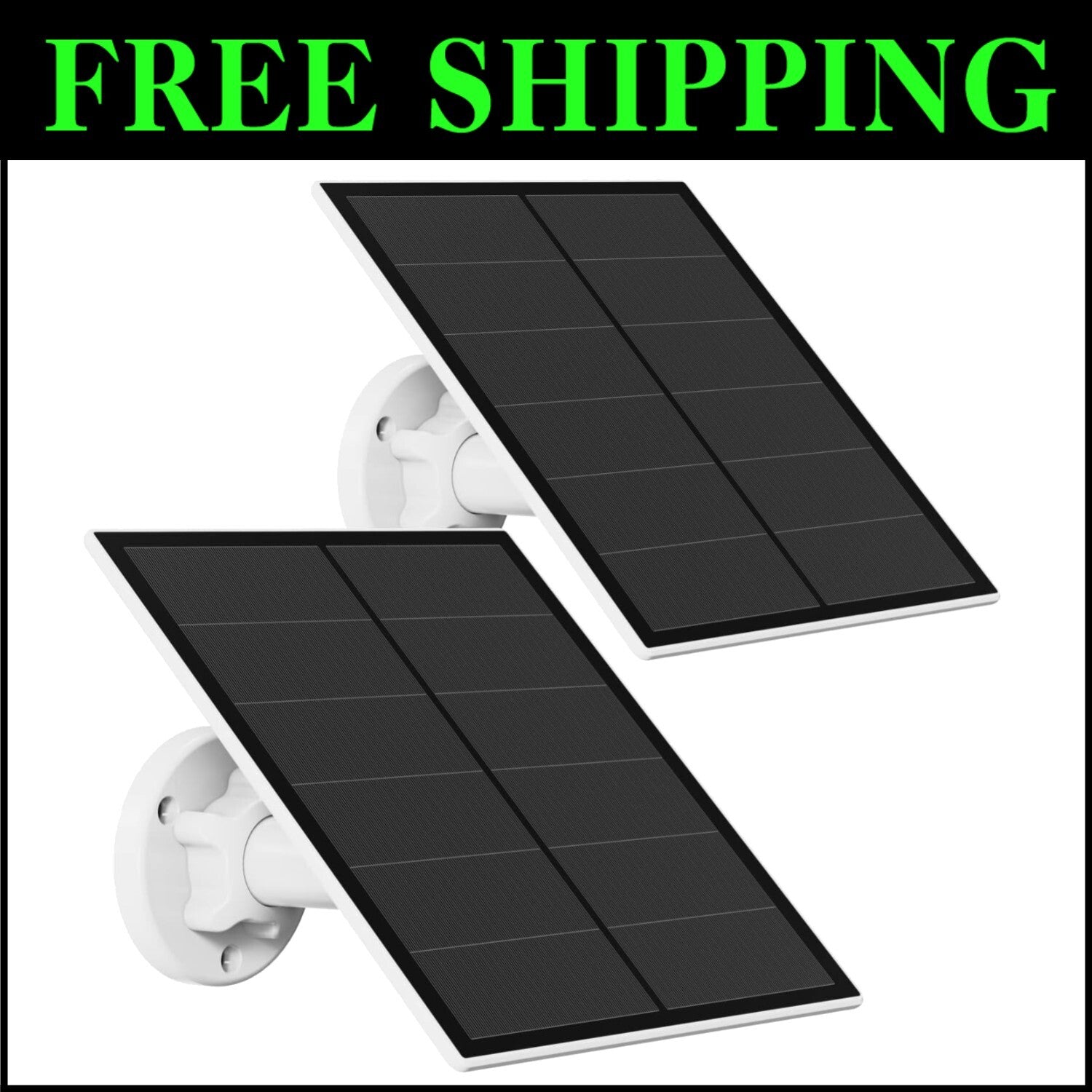 5W Waterproof Solar Panel for Security Cameras with Adjustable Mount - 2 Pack
