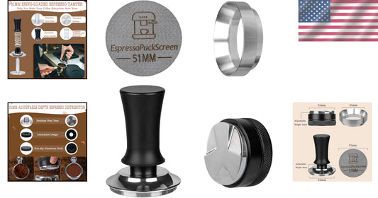 Professional 51mm Espresso Tamper Set: Adjustable Distributor & Puck Screen