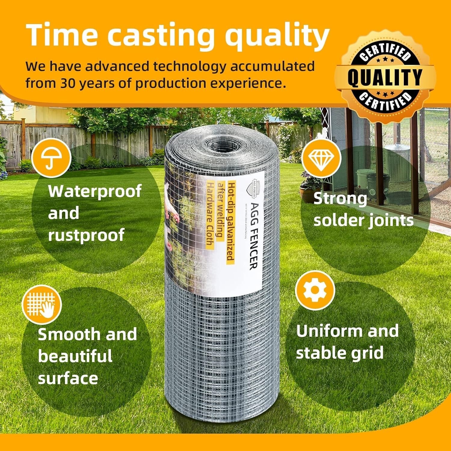 48in x 100ft Galvanized Hardware Cloth - Durable 1/2 inch Chicken Wire Fencing