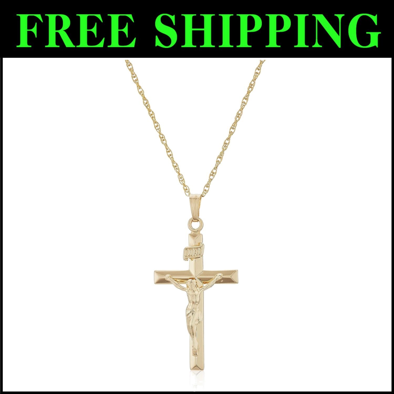 Elegant 14k Gold Filled Crucifix Cross Pendant Necklace, Handmade in the USA