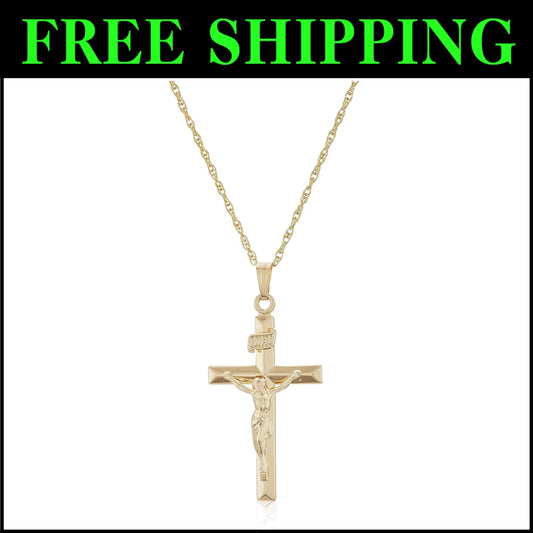 Elegant 14k Gold Filled Crucifix Cross Pendant Necklace, Handmade in the USA