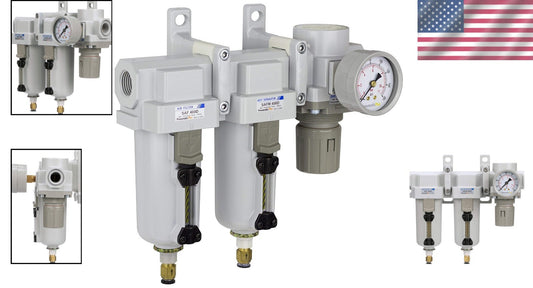 Efficient 1/2" NPT Air Filter & Regulator Combo - 250 PSI Max Supply Pressure