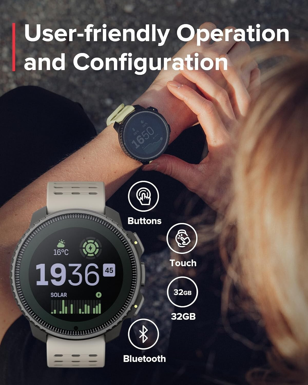 Vertical Solar GPS Adventure Watch - Premium 1.4-inch Touchscreen, 95+ Sport ...