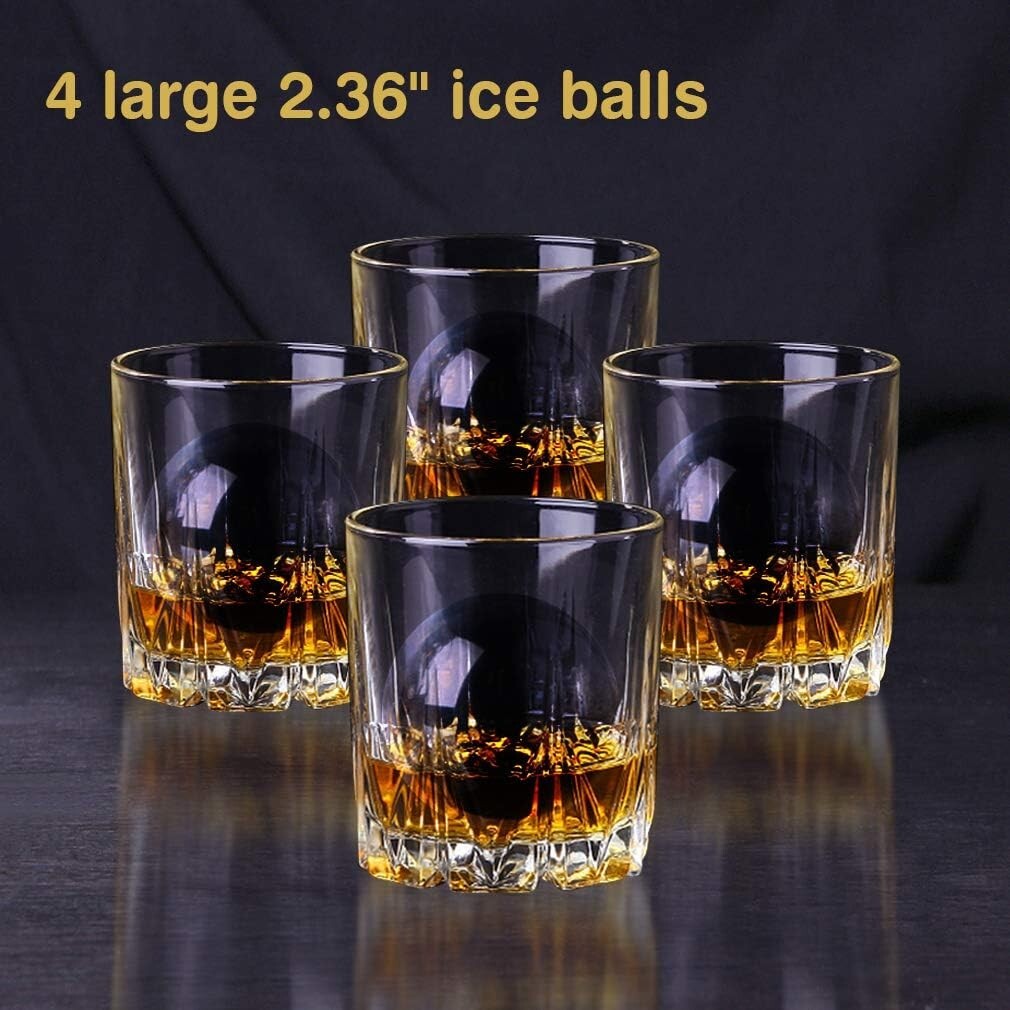 BPA-Free Silicone Ice Sphere Tray: Makes 4 Crystal Clear Ice Balls for Cocktails