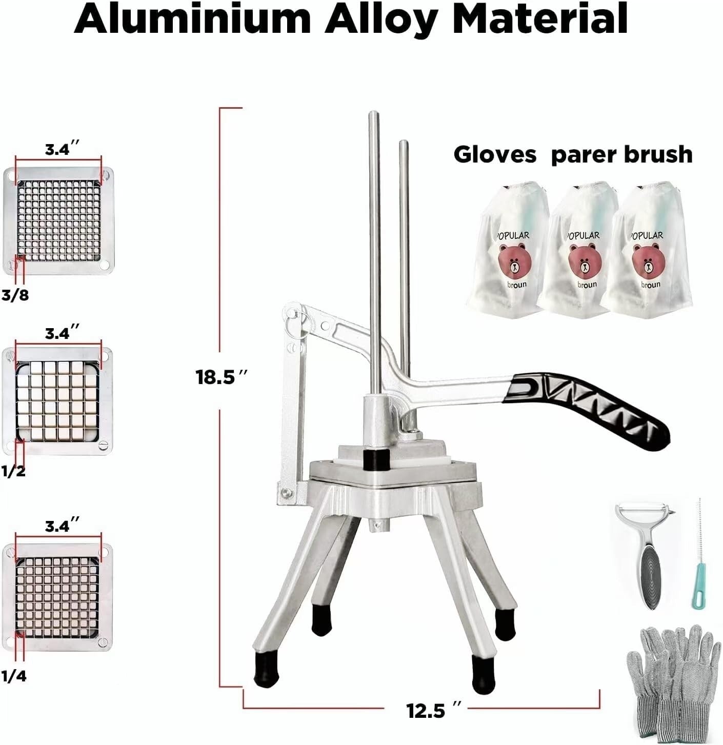 Heavy-Duty Stainless Steel Vegetable Dicer with Push Handle & Easy Clean Design