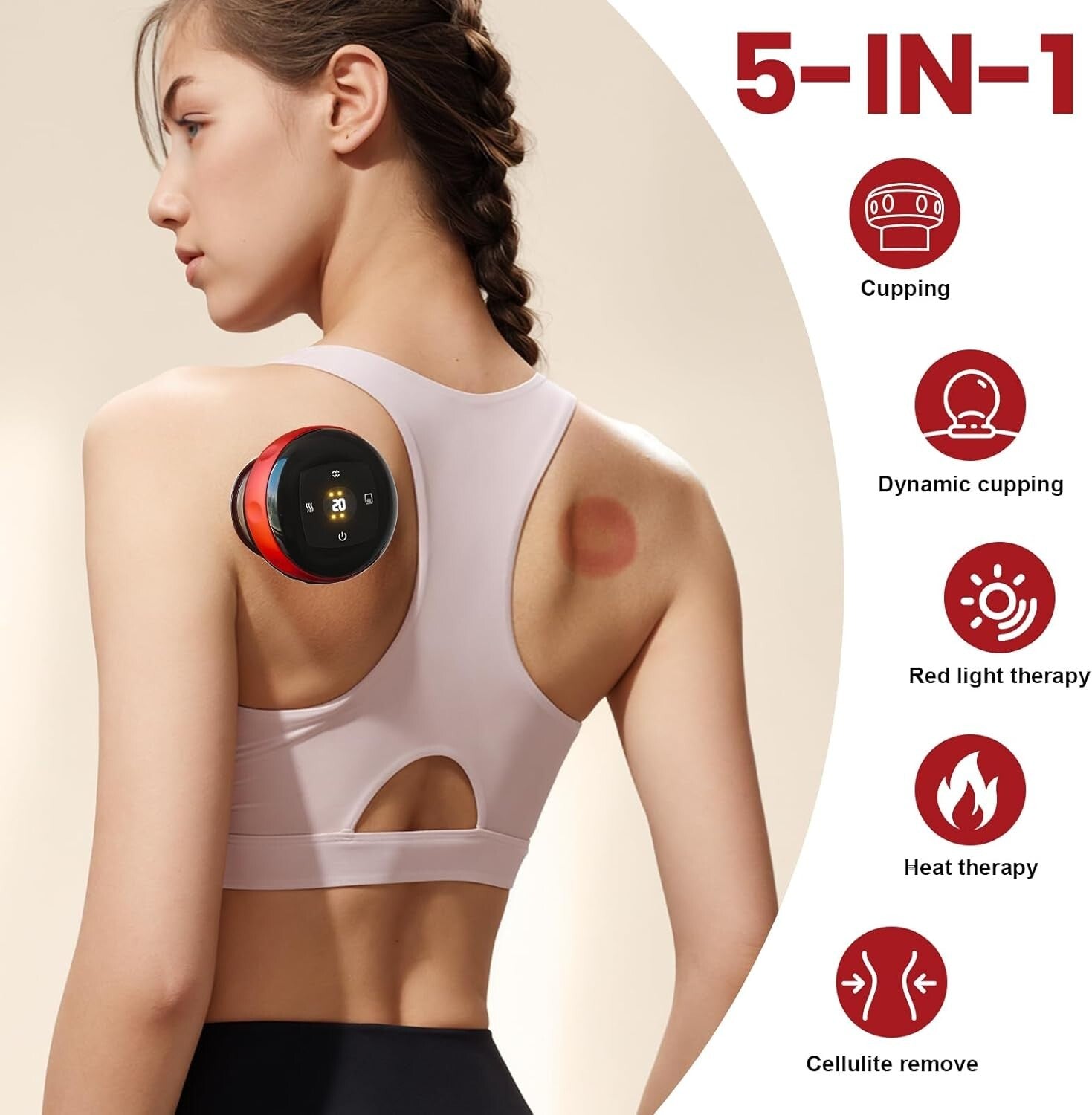 5-in-1 Electric Cupping Therapy Set with 20-Level Temperature Control and Red...
