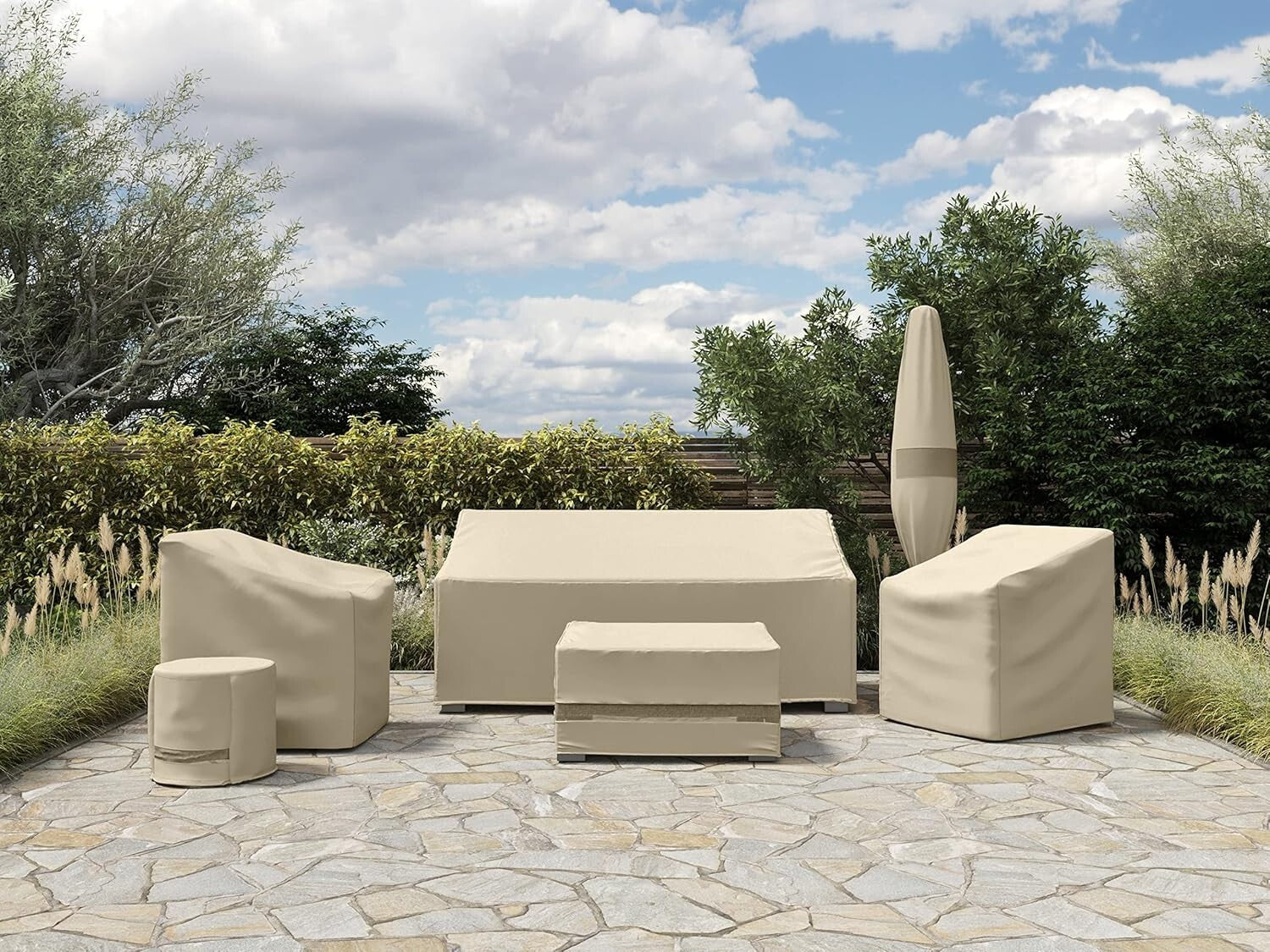 Secure Fit Outdoor Sofa Cover with Elastic Closure - Protects Against Elements