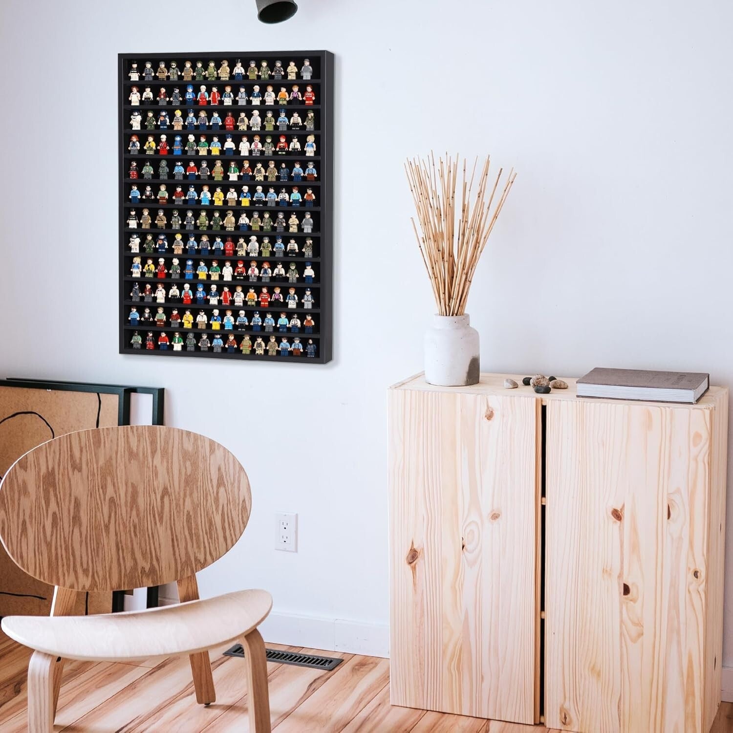 Elegant Black Wall-Mount Hot Wheels Display Case for 55-60 Die-Cast Models