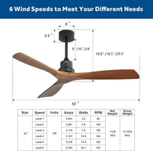 Load image into Gallery viewer, Reversible DC Motor Ceiling Fan - 52 Inch Matte Black Flush Mount with Remote