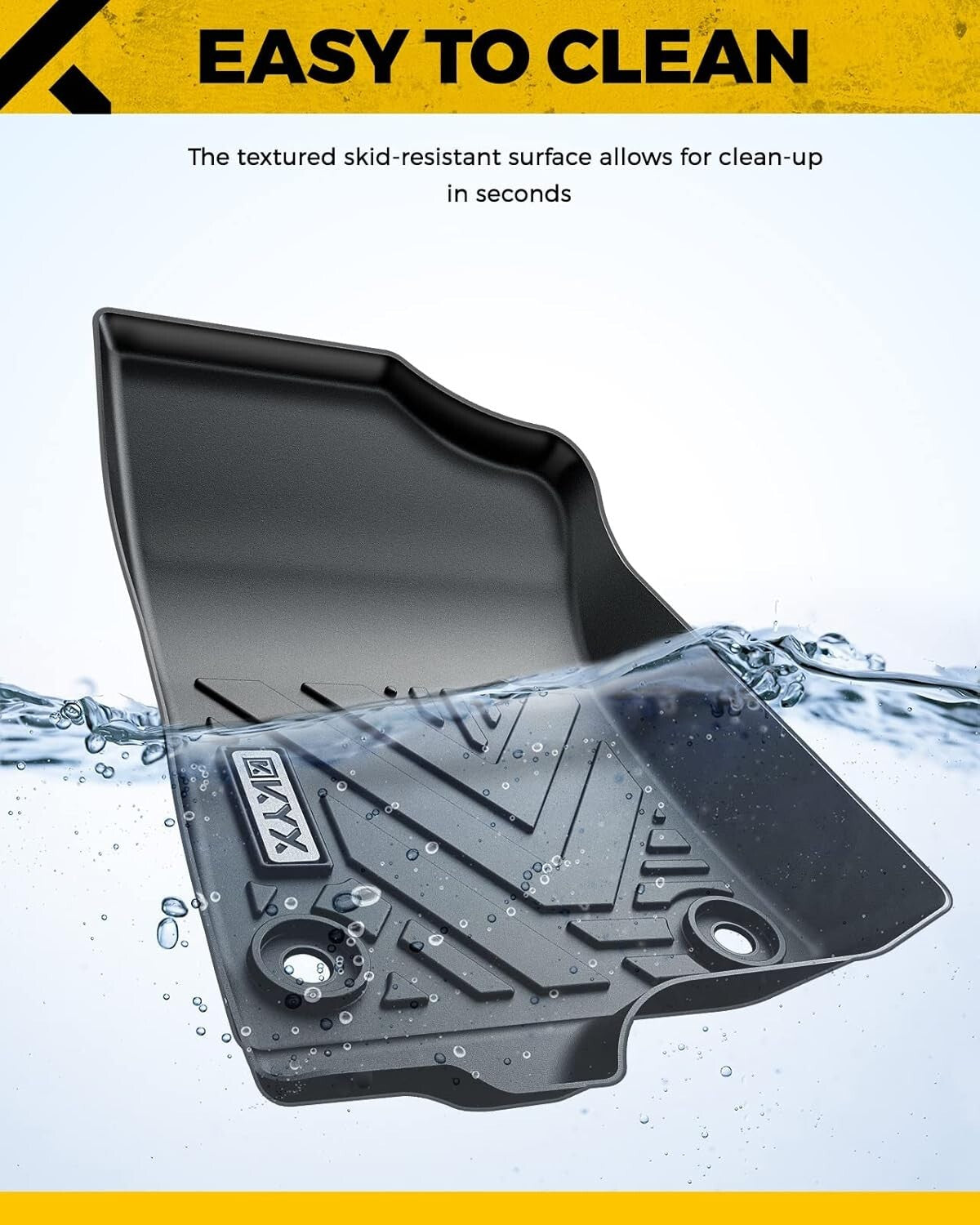 Non-Slip All Weather Floor Liners for 2018-2023 Tacoma Double Cab - Easy Clean